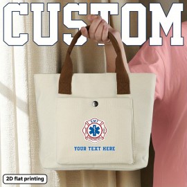 Customizable EMT Firefighter Badge Backpack - Personalized Text/Design, Heavy-Duty Portable Handbag with Top Handle, for First Responders, Medical Professionals